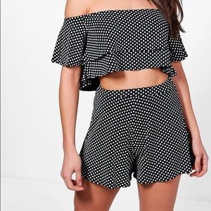 Boohoo Size 6 Polka Dot 2 Piece Set